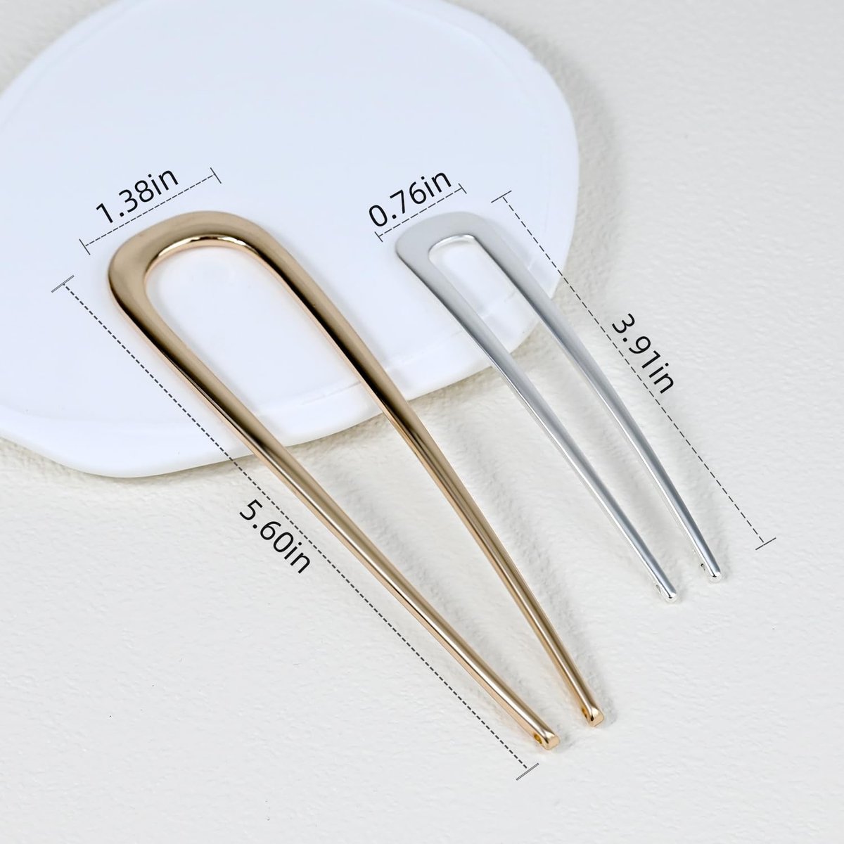 4-Pack U-Shaped French Hair Pins for Women – Metal Hair Pins for Thick Hair & French Twist, Hair Pin Fork – Holds Updos, Buns, Twists, Chignons Securely (Gold and Silver) - görsel 5