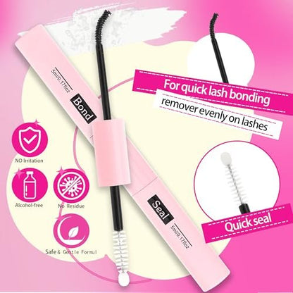 YIDUO Bond and Seal 4-in-1 Long Lasting Cluster Lash Glue Tool Kit for DIY Eyelash Extensions - Waterproof Strong Hold with Removers & Tweezers