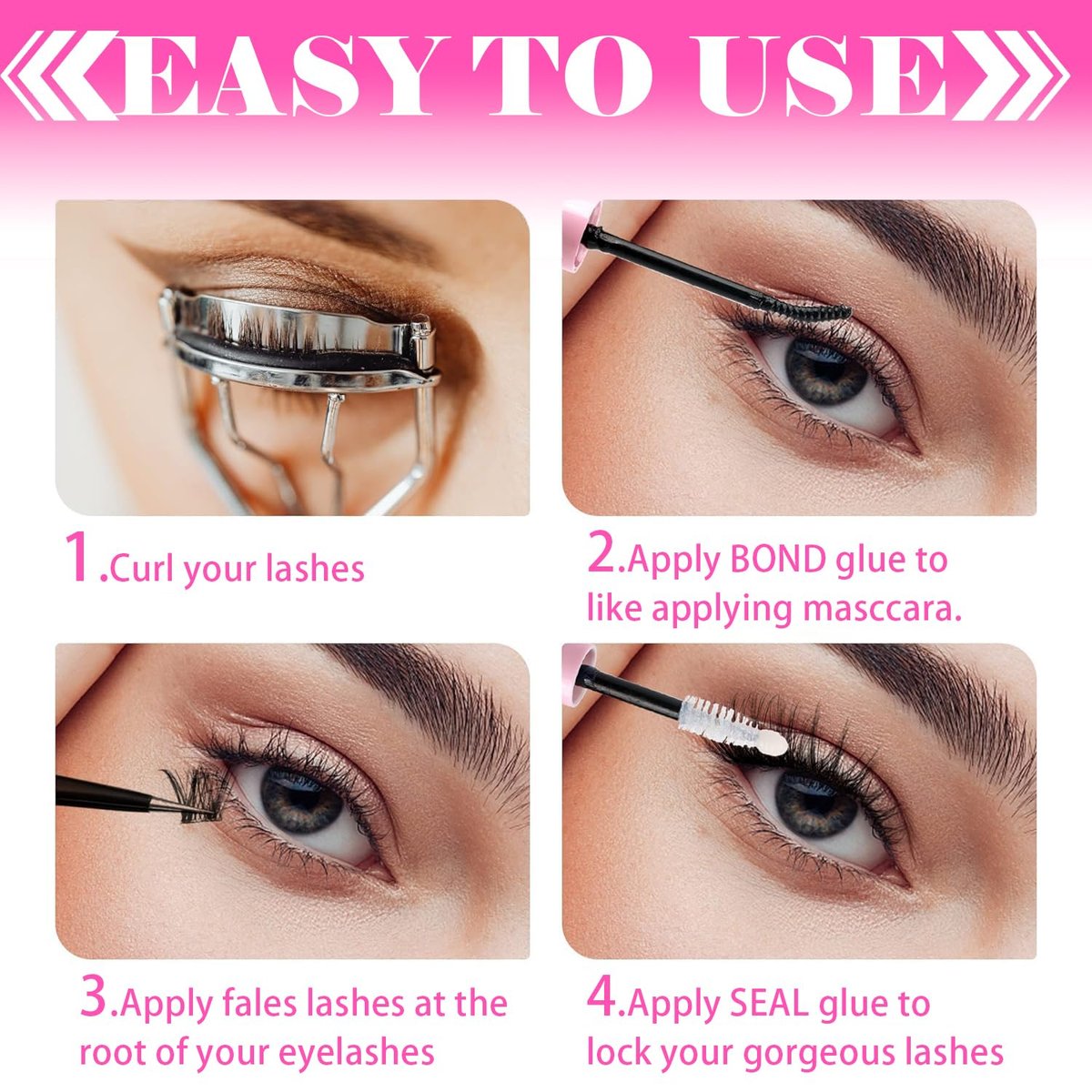 YIDUO Bond and Seal 4-in-1 Long Lasting Cluster Lash Glue Tool Kit for DIY Eyelash Extensions - Waterproof Strong Hold with Removers & Tweezers - görsel 13