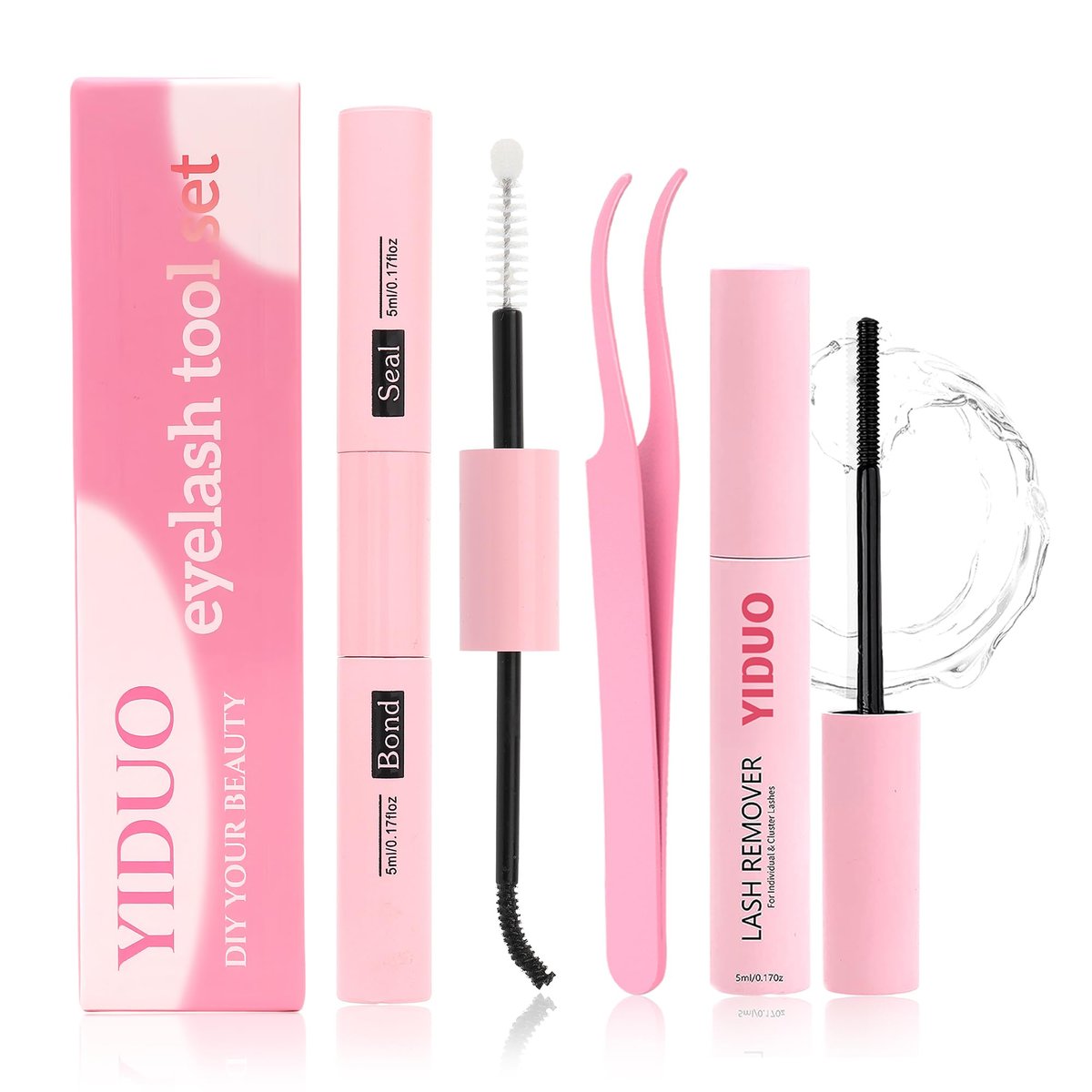 YIDUO Bond and Seal 4-in-1 Long Lasting Cluster Lash Glue Tool Kit for DIY Eyelash Extensions - Waterproof Strong Hold with Removers & Tweezers - görsel 1