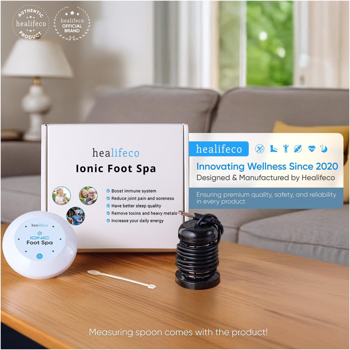 Healifeco Ionic Foot Spa – Ion Foot Bath Detox Machine for Toxins, Heavy Metals & Free Radicals – 2,000 Foot Detox Nodes – 30-Min Home Detox – 90,000+ Happy Users Avelisse