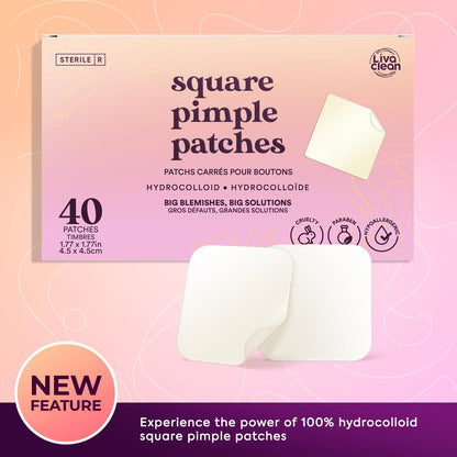 LivaClean 40CT Large Pimple Patches for Face - Big Hydrocolloid Acne Patches for Blemishes on Body, Nose, Forehead, Chin - XL Zit Stickers Avelisse
