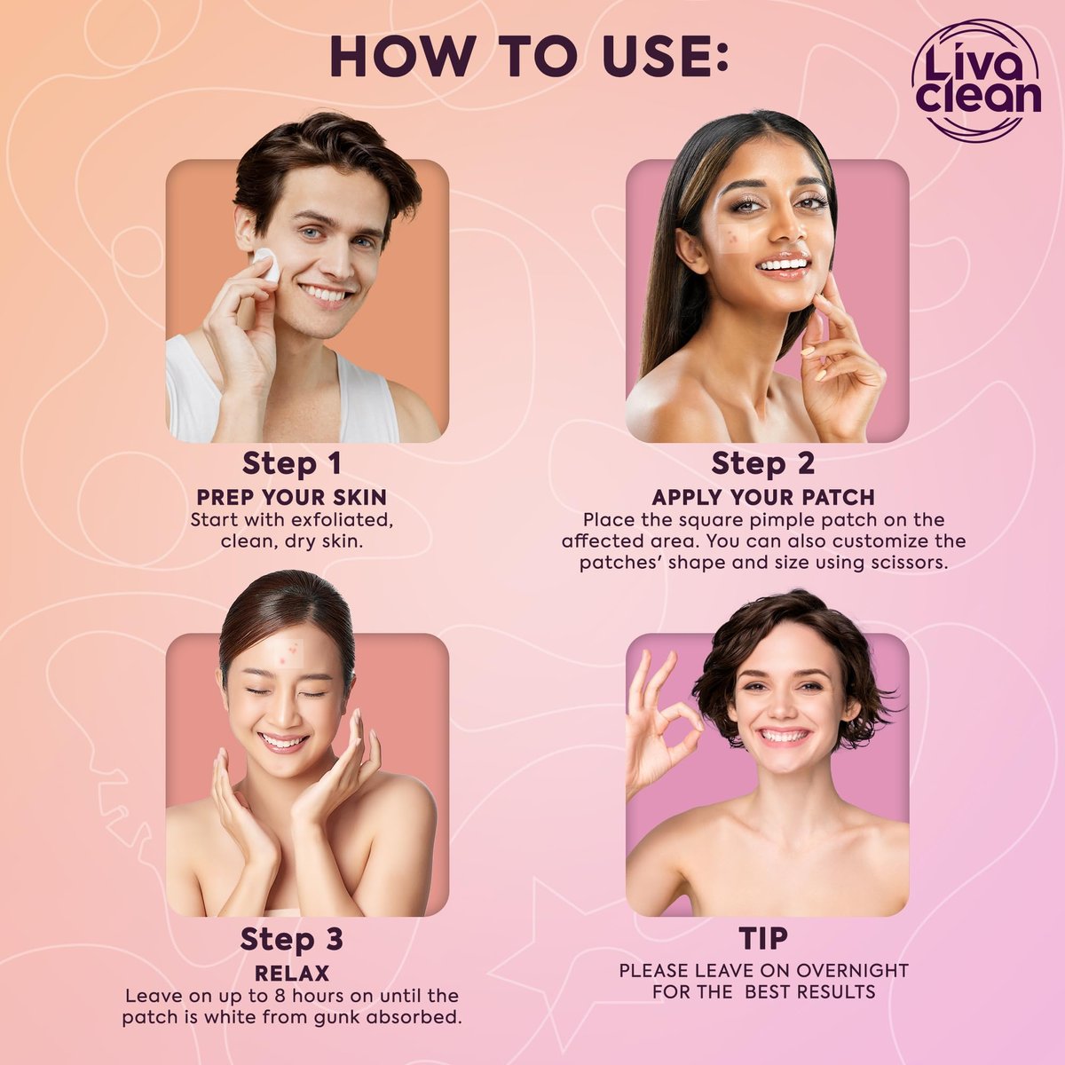 LivaClean 40CT Large Pimple Patches for Face - Big Hydrocolloid Acne Patches for Blemishes on Body, Nose, Forehead, Chin - XL Zit Stickers Avelisse