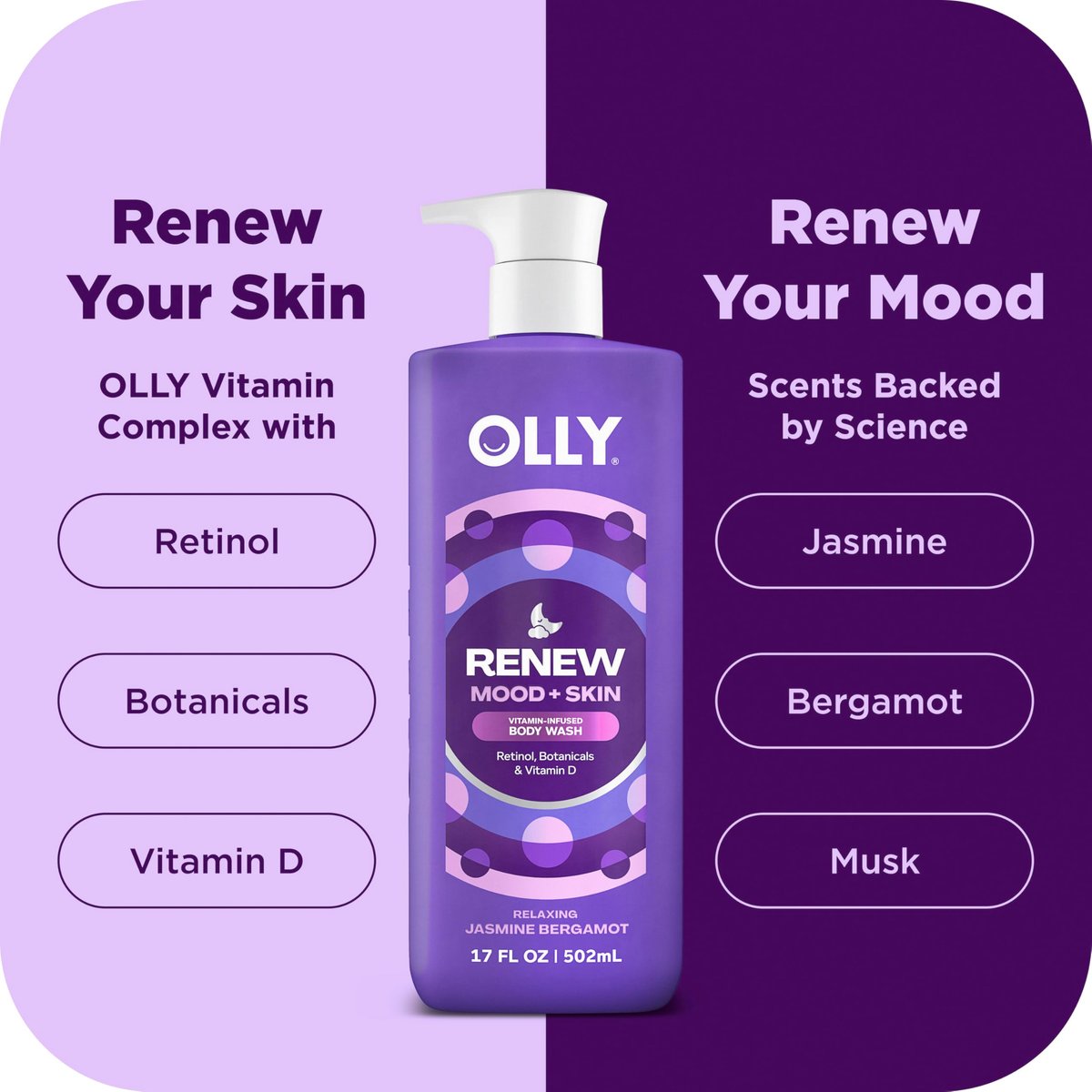 OLLY Body Wash Mixed Pack 4 Count – Restore Skin Barrier & Hydrate Skin, 3 oz Each - görsel 5
