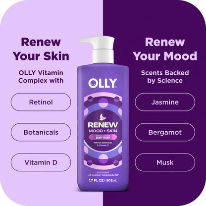 OLLY Body Wash Mixed Pack 4 Count – Restore Skin Barrier & Hydrate Skin, 3 oz Each