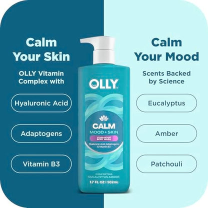 OLLY Body Wash Mixed Pack 4 Count – Restore Skin Barrier & Hydrate Skin, 3 oz Each