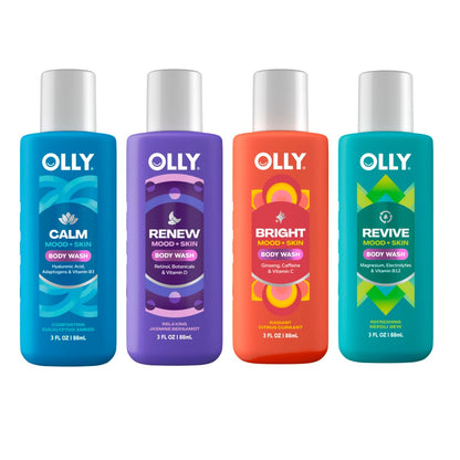 OLLY Body Wash Mixed Pack 4 Count – Restore Skin Barrier & Hydrate Skin, 3 oz Each