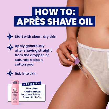 Megababe Après Shave Oil – Soothing After-Shave Oil with Grapeseed & Jojoba Oils, 2 fl oz Avelisse