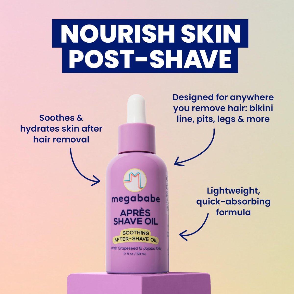 Megababe Après Shave Oil – Soothing After-Shave Oil with Grapeseed & Jojoba Oils, 2 fl oz Avelisse