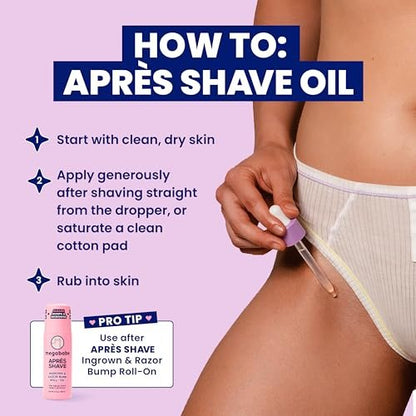 Megababe Après Shave Oil – Soothing After-Shave Oil with Grapeseed & Jojoba Oils, 2 fl oz Avelisse