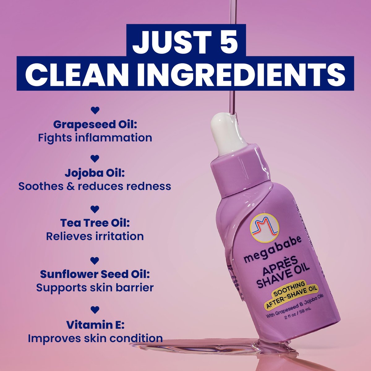Megababe Après Shave Oil – Soothing After-Shave Oil with Grapeseed & Jojoba Oils, 2 fl oz Avelisse