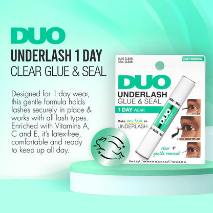 DUO Under Lash Glue & Seal – Clear Eyelash Adhesive for DIY Lash Clusters, Strong Hold & Gentle Removal, 1 Day Wear