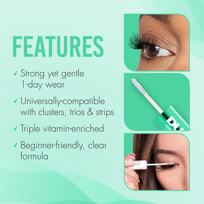 DUO Under Lash Glue & Seal – Clear Eyelash Adhesive for DIY Lash Clusters, Strong Hold & Gentle Removal, 1 Day Wear