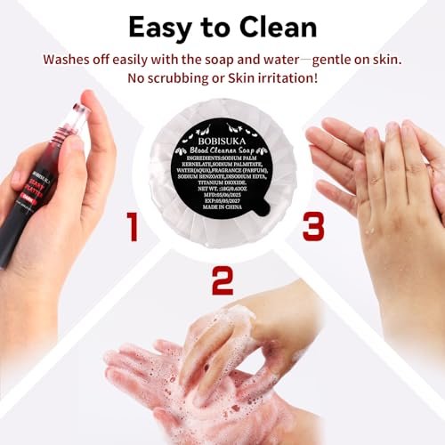 Halloween Fake Blood SFX Makeup Kit – Realistic Liquid Spray, Dripping Blood, Coagulated Gel, Capsules, Sponge & Soap – Washable Special Effects Body Paint for Vampire & Zombie Costumes Avelisse