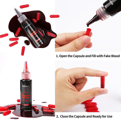 Halloween Fake Blood SFX Makeup Kit – Realistic Liquid Spray, Dripping Blood, Coagulated Gel, Capsules, Sponge & Soap – Washable Special Effects Body Paint for Vampire & Zombie Costumes Avelisse