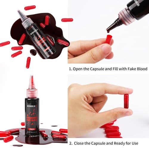 Halloween Fake Blood SFX Makeup Kit – Realistic Liquid Spray, Dripping Blood, Coagulated Gel, Capsules, Sponge & Soap – Washable Special Effects Body Paint for Vampire & Zombie Costumes Avelisse