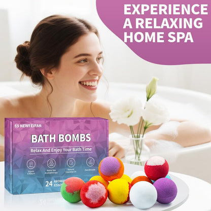 24-Pack Handmade Natural & Organic Essential Oil Bath Bombs - Gift Basket Set for Women & Men, Spa Relaxing Bath Bombs for Mom, Wife, Girlfriend, Teacher Appreciation Avelisse