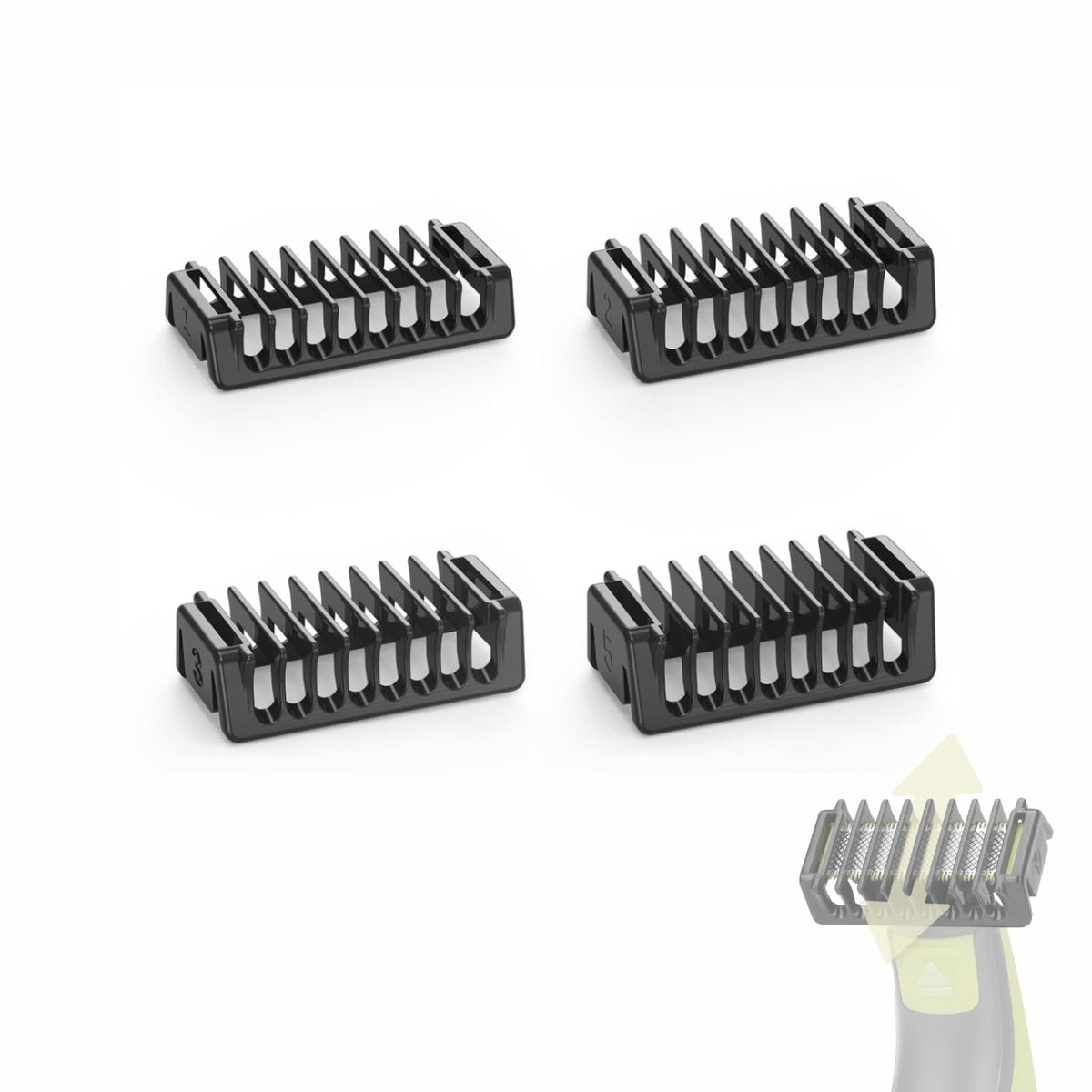 Double-Sided Guard Combs for Oster O Blade QP2724 QP2520 QP2530 QP2620 QP2630 Pro 360 Series – 4-Pack (1/2/3/5 mm) Beard Trimmer Attachments - görsel 1