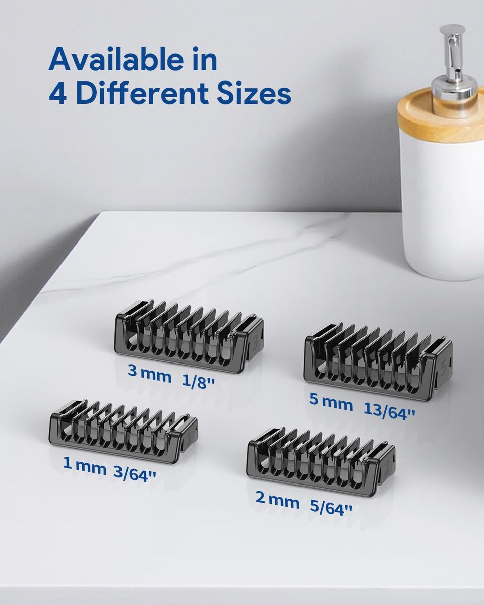 Double-Sided Guard Combs for Oster O Blade QP2724 QP2520 QP2530 QP2620 QP2630 Pro 360 Series – 4-Pack (1/2/3/5 mm) Beard Trimmer Attachments - görsel 11