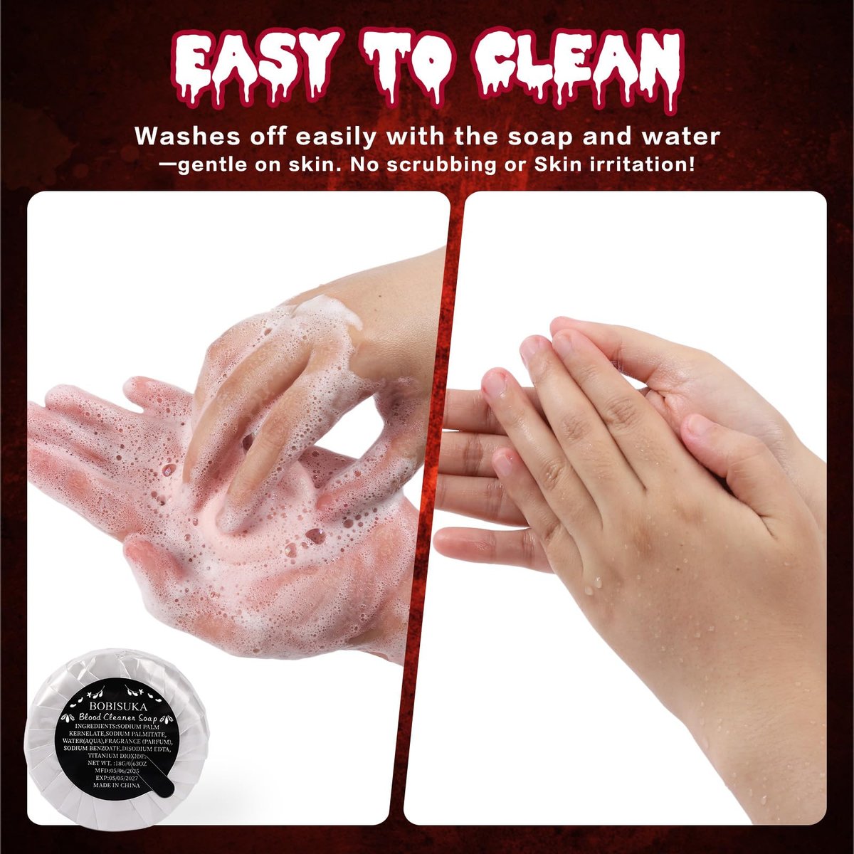 BOBISUKA Halloween Fake Blood Kit – 5PCS Realistic SFX Makeup for Zombie, Vampire, Monster & Cosplay - görsel 9