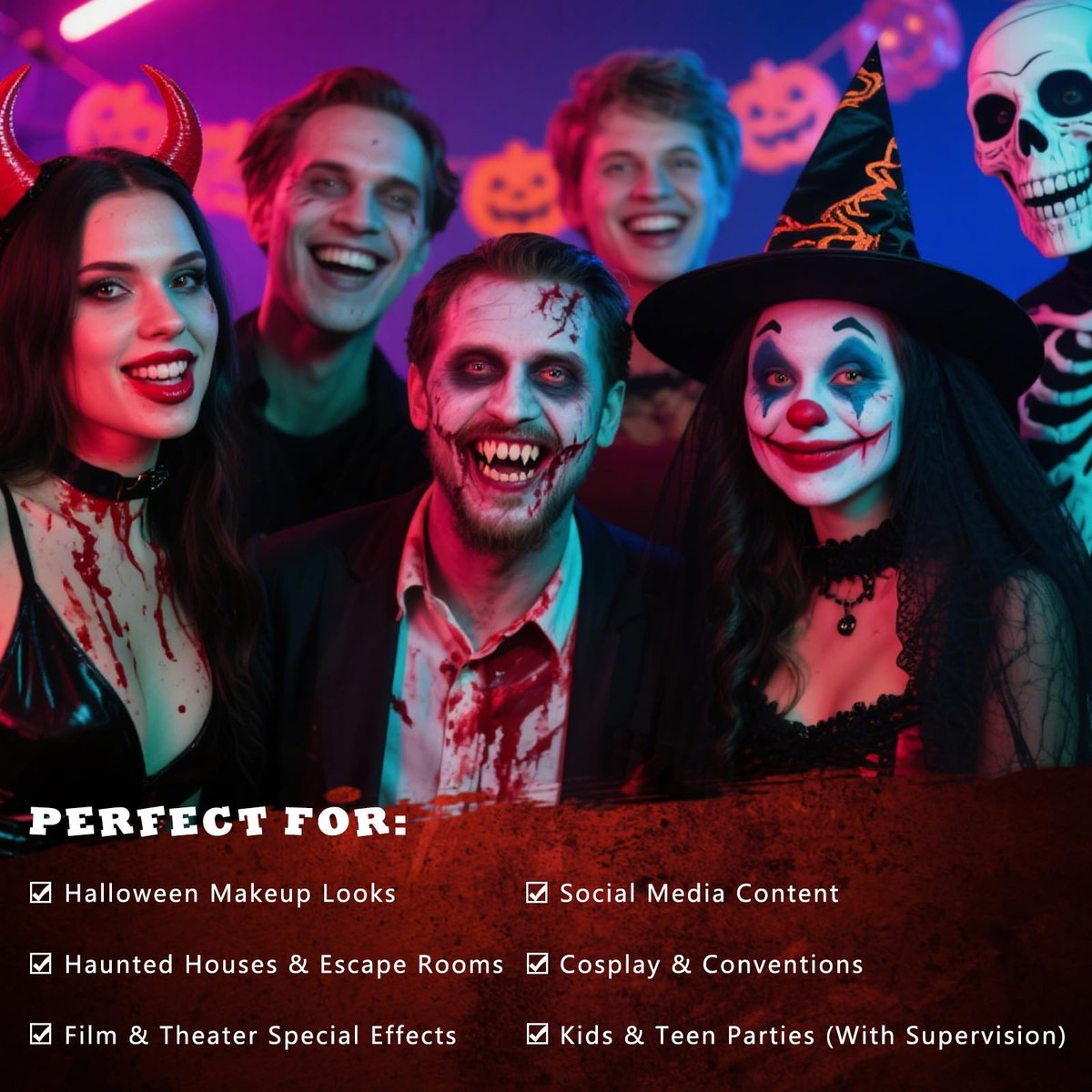 BOBISUKA Halloween Fake Blood Kit – 5PCS Realistic SFX Makeup for Zombie, Vampire, Monster & Cosplay - görsel 13