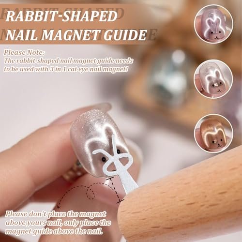 FOWSRHRG 3 in 1 Cat Eye Nail Magnet Tool Set – Wooden Handle with Steel Ball & Heart Magnet for DIY Nail Art - görsel 10