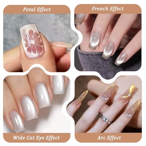 FOWSRHRG 3 in 1 Cat Eye Nail Magnet Tool Set – Wooden Handle with Steel Ball & Heart Magnet for DIY Nail Art - görsel 6