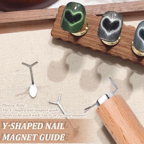 FOWSRHRG 3 in 1 Cat Eye Nail Magnet Tool Set – Wooden Handle with Steel Ball & Heart Magnet for DIY Nail Art - görsel 12