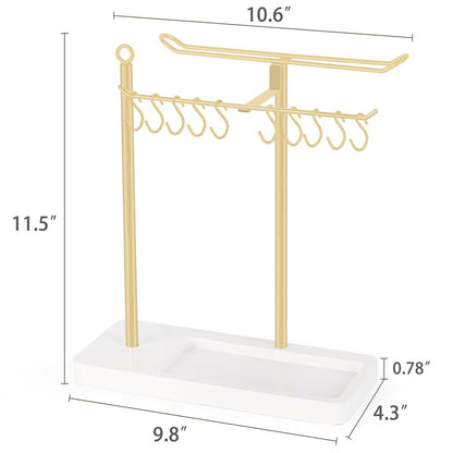 Dahey Gold Headband Holder – Multifunctional Hair Accessories Organizer Stand for Headbands, Claw Clips, Scrunchie Display – Metal Storage for Bedroom, Dorm, Bathroom Vanity Decor for Women Avelisse