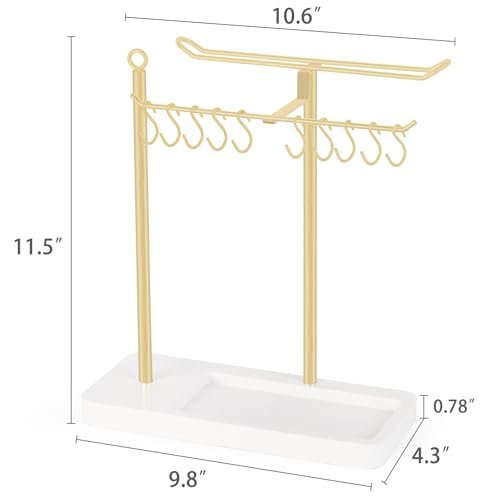 Dahey Gold Headband Holder – Multifunctional Hair Accessories Organizer Stand for Headbands, Claw Clips, Scrunchie Display – Metal Storage for Bedroom, Dorm, Bathroom Vanity Decor for Women Avelisse
