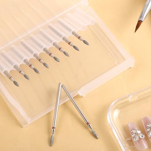 10 Piece Diamond Flame Cuticle Drill Bits with Case - 3/32'' Nail Drill Bits for Electric Nail File, Cuticle Bits Manicure Pedicure Kit - görsel 10