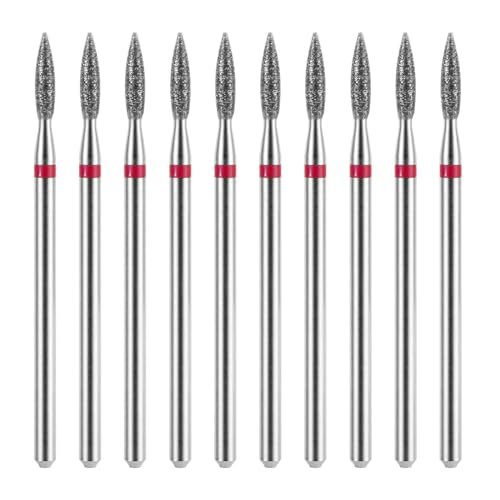 10 Piece Diamond Flame Cuticle Drill Bits with Case - 3/32'' Nail Drill Bits for Electric Nail File, Cuticle Bits Manicure Pedicure Kit - görsel 2
