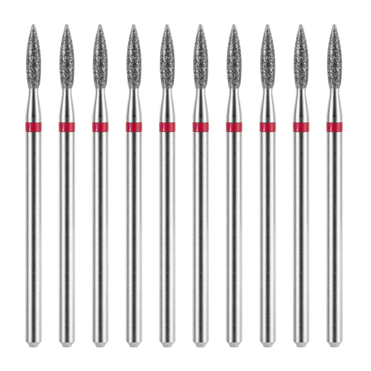 10 Piece Diamond Flame Cuticle Drill Bits with Case - 3/32'' Nail Drill Bits for Electric Nail File, Cuticle Bits Manicure Pedicure Kit - görsel 1
