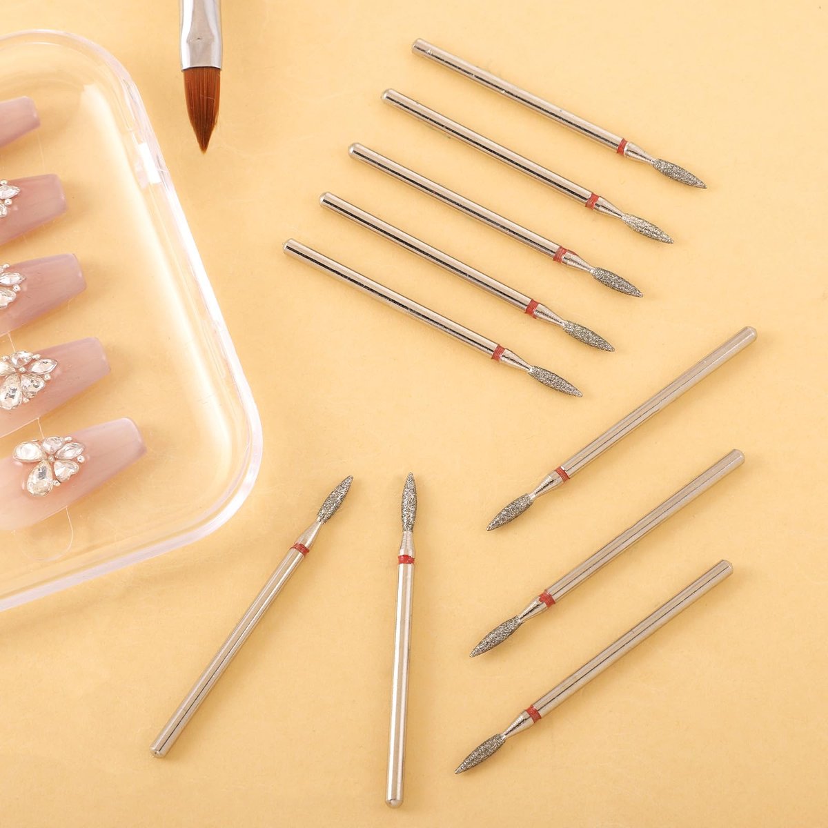 10 Piece Diamond Flame Cuticle Drill Bits with Case - 3/32'' Nail Drill Bits for Electric Nail File, Cuticle Bits Manicure Pedicure Kit - görsel 13