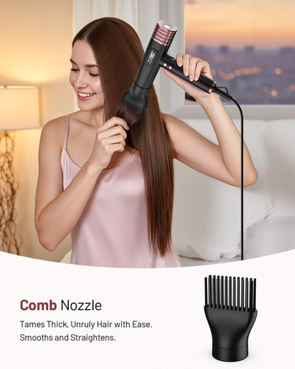 MESCOMB Dual Voltage Ionic Hair Dryer 1875W - High-Speed Blow Dryer with Diffuser for Women, Fast Drying, No Heat Damage, Low Noise, Lightweight, European Travel 110V-240V Avelisse