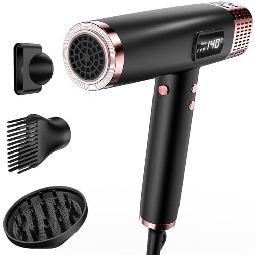 MESCOMB Dual Voltage Ionic Hair Dryer 1875W - High-Speed Blow Dryer with Diffuser for Women, Fast Drying, No Heat Damage, Low Noise, Lightweight, European Travel 110V-240V Avelisse