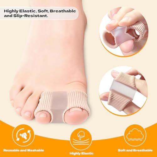 LeaOcaao 4 PCS Gel Bunion Toe Separators with 2 Loops for Overlapping Toes – Gel Toe Spacers & Bunion Corrector for Women and Men - görsel 8