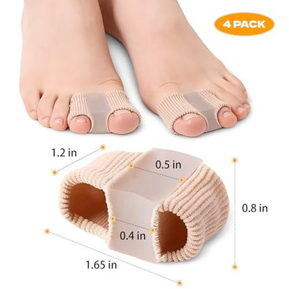 LeaOcaao 4 PCS Gel Bunion Toe Separators with 2 Loops for Overlapping Toes – Gel Toe Spacers & Bunion Corrector for Women and Men