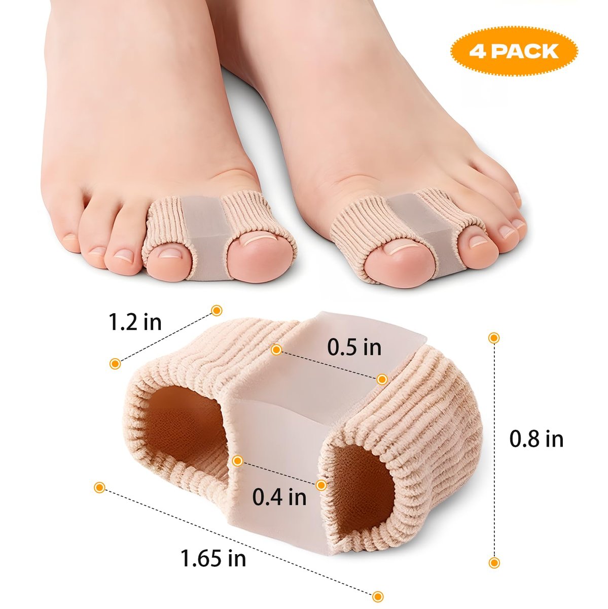LeaOcaao 4 PCS Gel Bunion Toe Separators with 2 Loops for Overlapping Toes – Gel Toe Spacers & Bunion Corrector for Women and Men - görsel 3