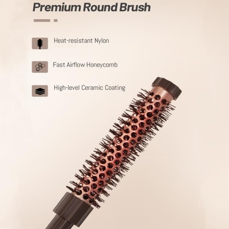 3-Piece Small Round Brush Set for Blow Drying - 0.78/0.70/0.59 Inch Blowout Roller Hairbrush with Soft Nylon Bristles for Volume, Styling, Bangs, Roots, Curling - Perfect for Short, Wavy, Thin Hair (Men & Women) Avelisse
