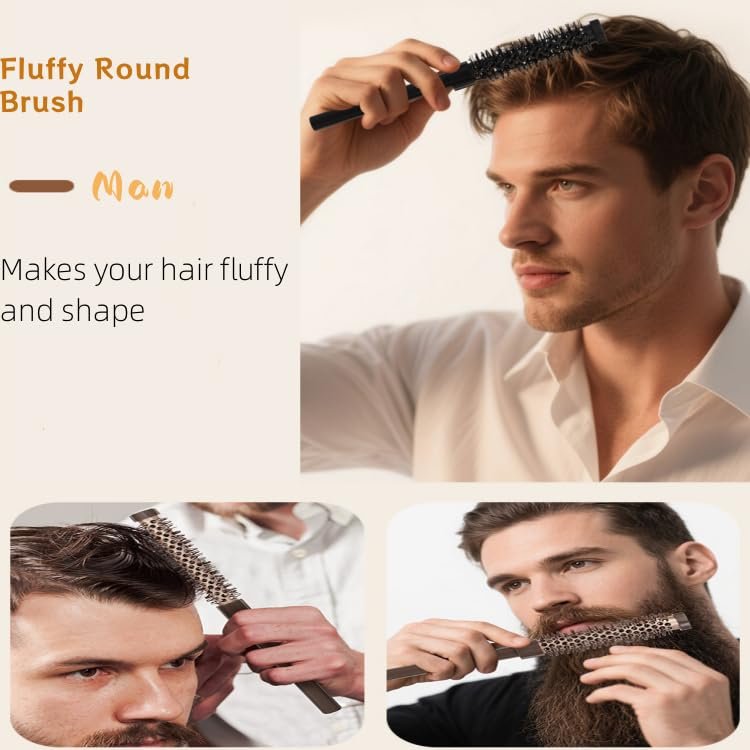 3-Piece Small Round Brush Set for Blow Drying - 0.78/0.70/0.59 Inch Blowout Roller Hairbrush with Soft Nylon Bristles for Volume, Styling, Bangs, Roots, Curling - Perfect for Short, Wavy, Thin Hair (Men & Women) Avelisse