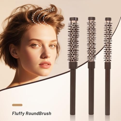 3-Piece Small Round Brush Set for Blow Drying - 0.78/0.70/0.59 Inch Blowout Roller Hairbrush with Soft Nylon Bristles for Volume, Styling, Bangs, Roots, Curling - Perfect for Short, Wavy, Thin Hair (Men & Women) Avelisse