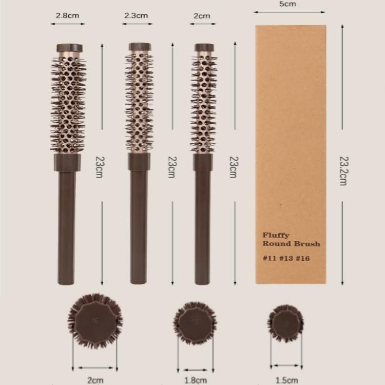 3-Piece Small Round Brush Set for Blow Drying - 0.78/0.70/0.59 Inch Blowout Roller Hairbrush with Soft Nylon Bristles for Volume, Styling, Bangs, Roots, Curling - Perfect for Short, Wavy, Thin Hair (Men & Women) Avelisse