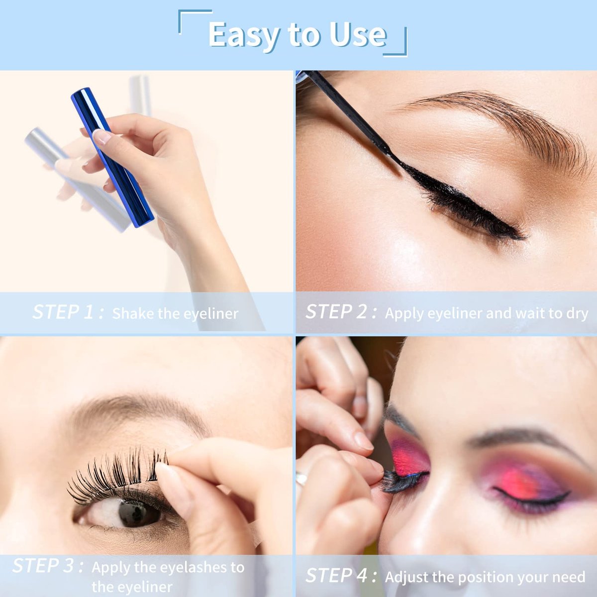 Magnetic Eyelashes Kit - 7 Pairs Reusable 3D Natural Look Magnetic Lashes with Eyeliner & Tweezers, No Glue Needed, Easy to Apply, Lightweight & Waterproof False Eyelashes (7 Pairs) - görsel 11