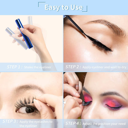 Magnetic Eyelashes Kit - 7 Pairs Reusable 3D Natural Look Magnetic Lashes with Eyeliner & Tweezers, No Glue Needed, Easy to Apply, Lightweight & Waterproof False Eyelashes (7 Pairs)