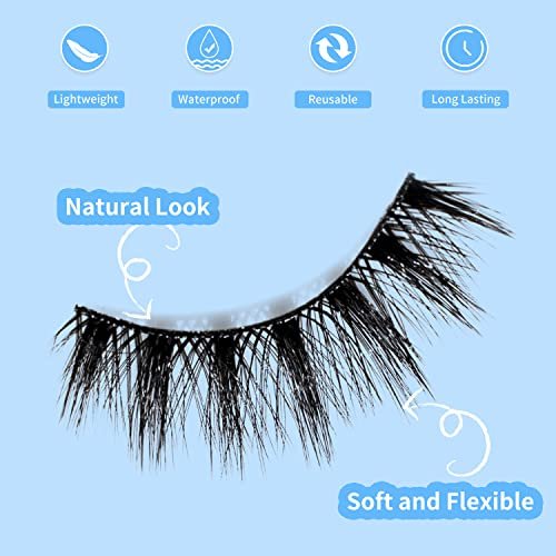 Magnetic Eyelashes Kit - 7 Pairs Reusable 3D Natural Look Magnetic Lashes with Eyeliner & Tweezers, No Glue Needed, Easy to Apply, Lightweight & Waterproof False Eyelashes (7 Pairs) - görsel 10