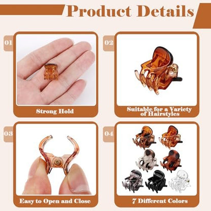 70 Pcs Mini Hair Claw Clips - Non Slip Tiny Jaw Claws for Women & Girls with Compartment Box, 7 Colors