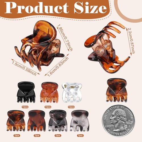 70 Pcs Mini Hair Claw Clips - Non Slip Tiny Jaw Claws for Women & Girls with Compartment Box, 7 Colors - görsel 4