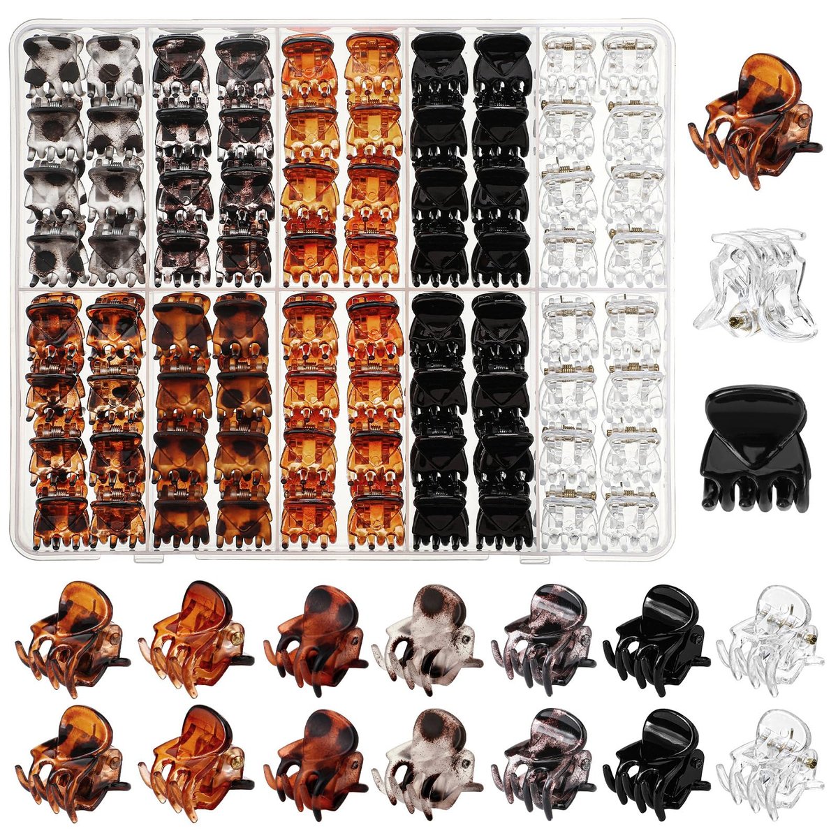 70 Pcs Mini Hair Claw Clips - Non Slip Tiny Jaw Claws for Women & Girls with Compartment Box, 7 Colors - görsel 1