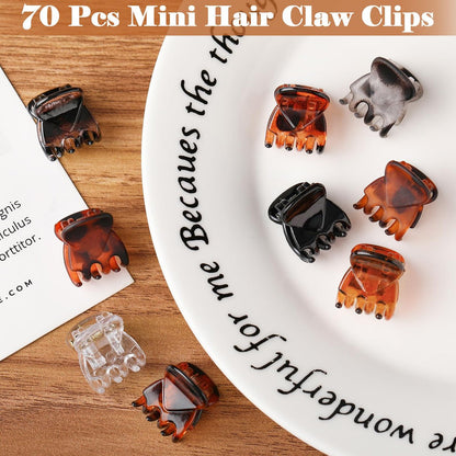 70 Pcs Mini Hair Claw Clips - Non Slip Tiny Jaw Claws for Women & Girls with Compartment Box, 7 Colors
